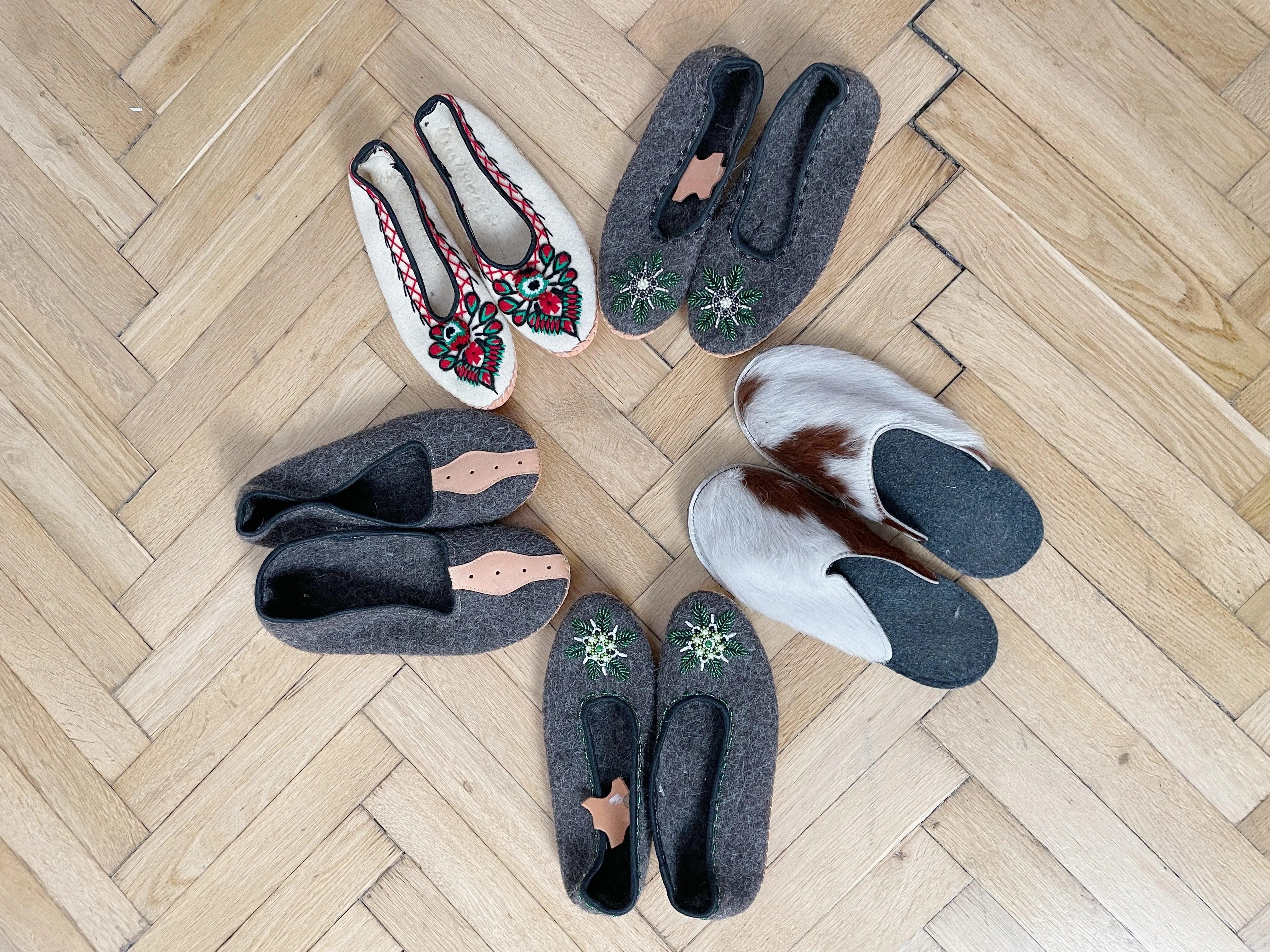 Adult Woolen Slippers (felt) with beads