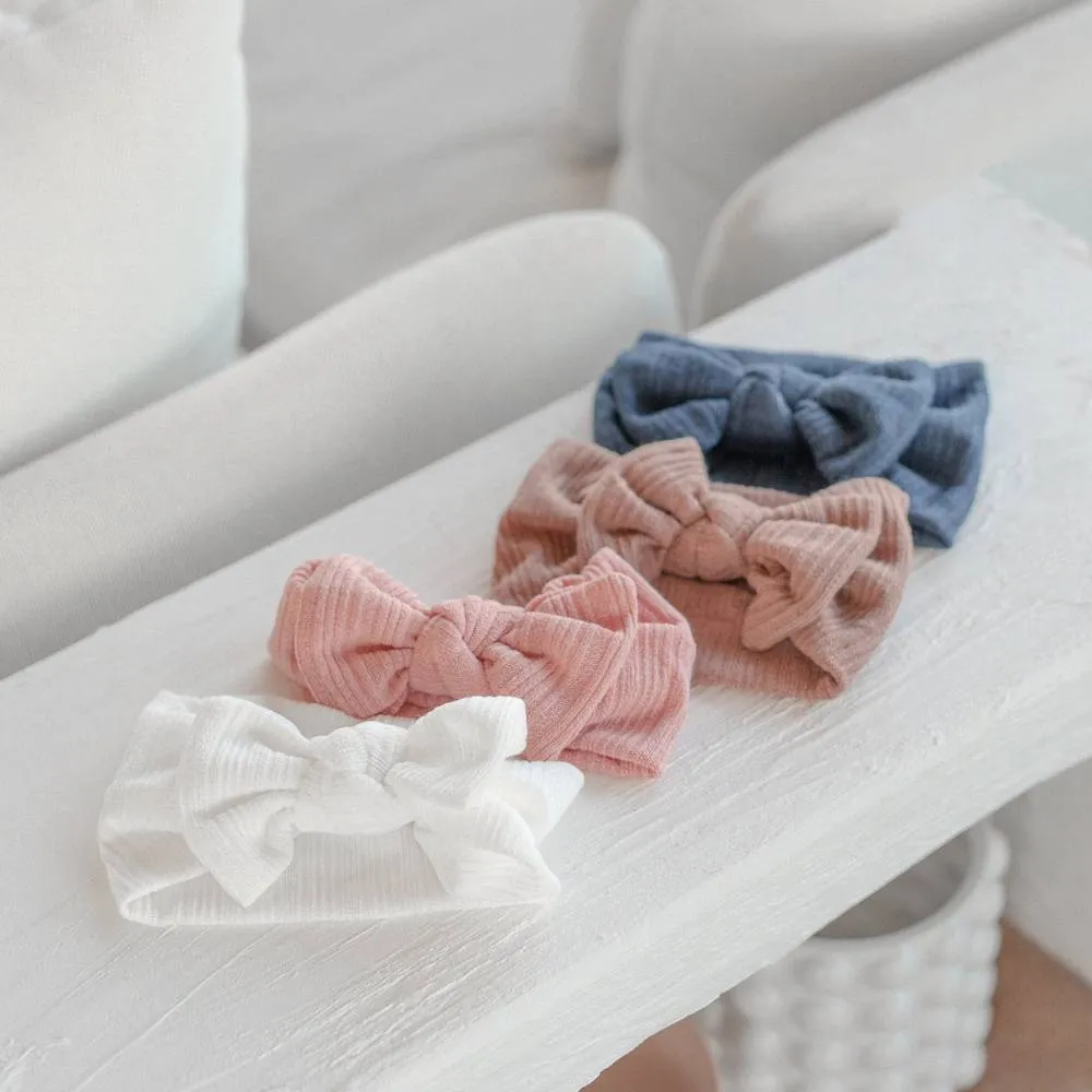 Baby Light Knit Single Soft Bow Knot Headband — Navy