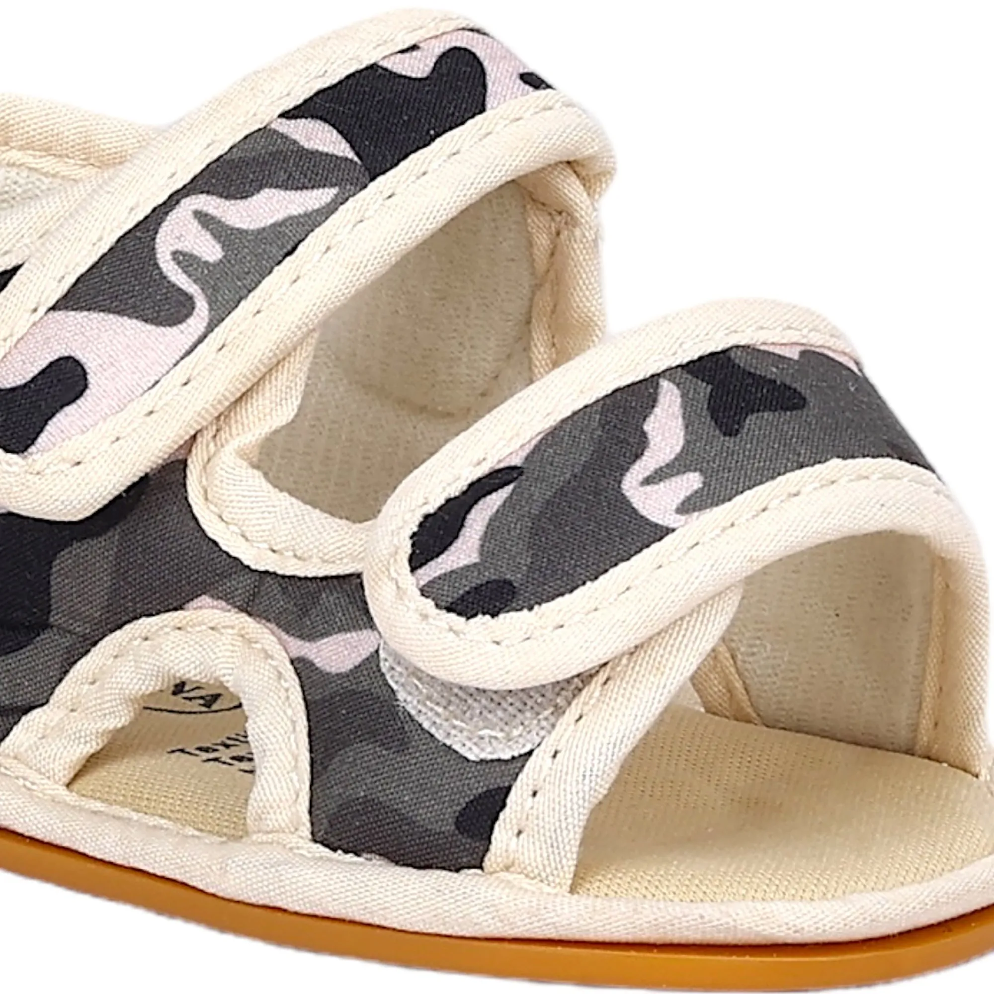 Baby Moo Camouflage Print Anti-Skid Velcro Floater Sandals - Beige, Military