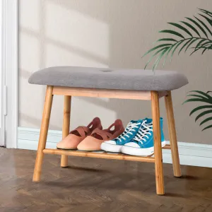 Bamboo Shoe Rack Bench with Cushion Seat - Artiss