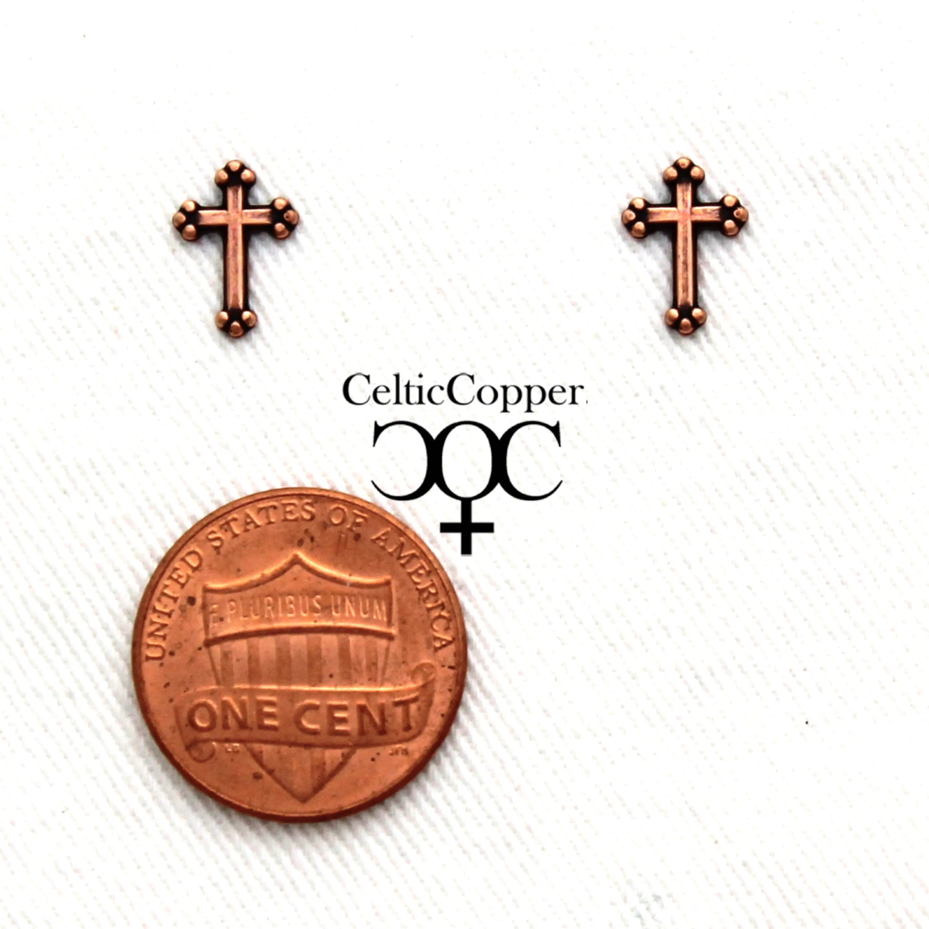 Copper Florentine Cross Earring Studs Solid Copper Post Earring Stud Earrings with Hypoallergenic Steel Post and Clutches