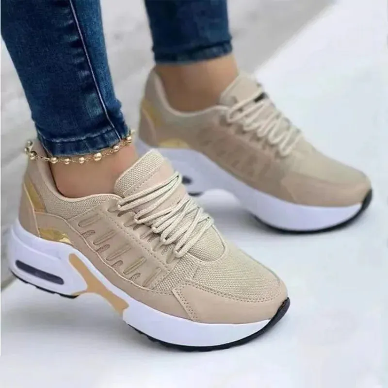 Fashion Woman Vulcanize Platform Casual Sneakers Women Flats Mesh Breathable Running Walking Shoes Chunky Summer Sports Shoe