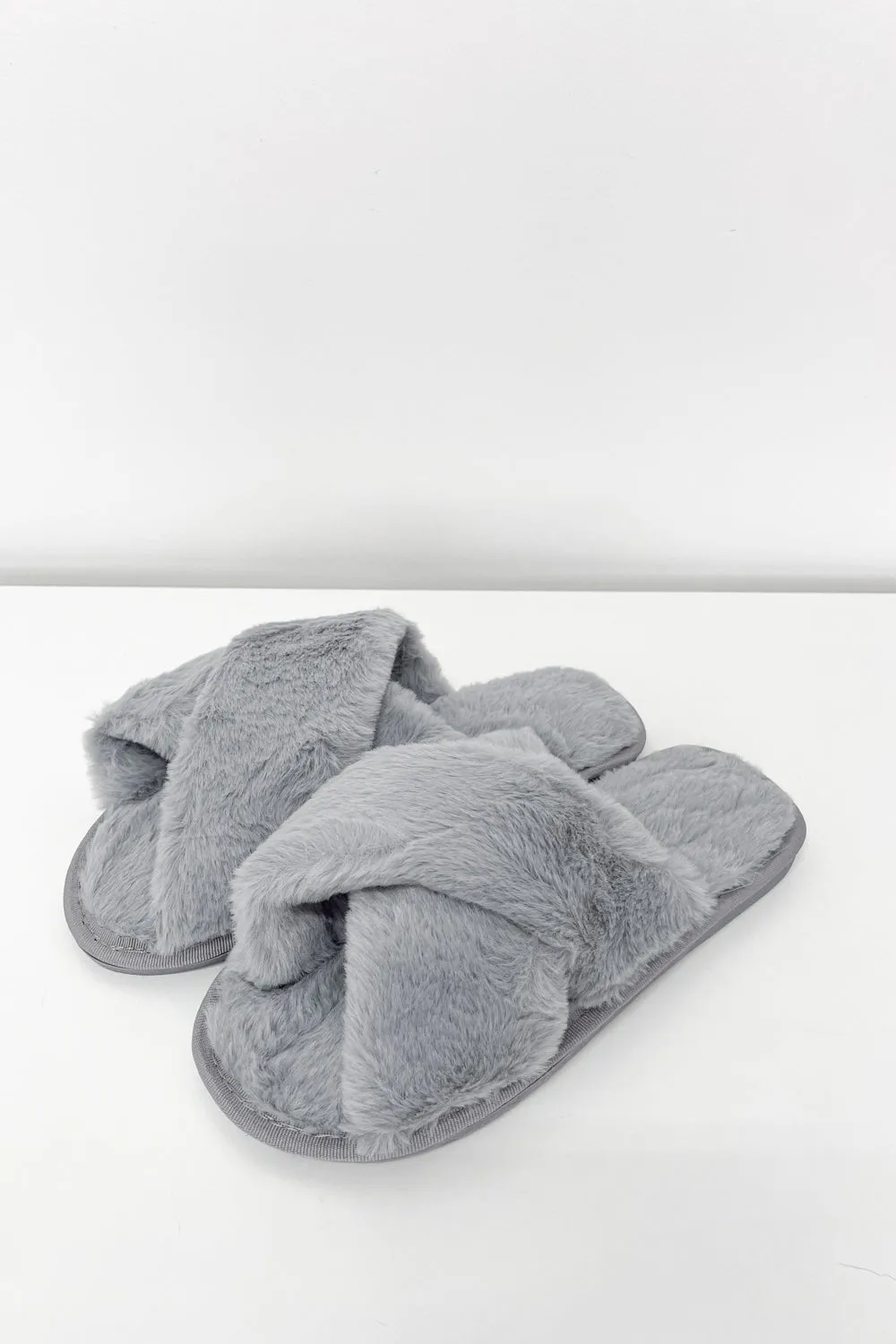 Gigi Fluffy Slippers - Grey