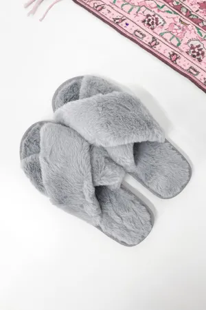 Gigi Fluffy Slippers - Grey