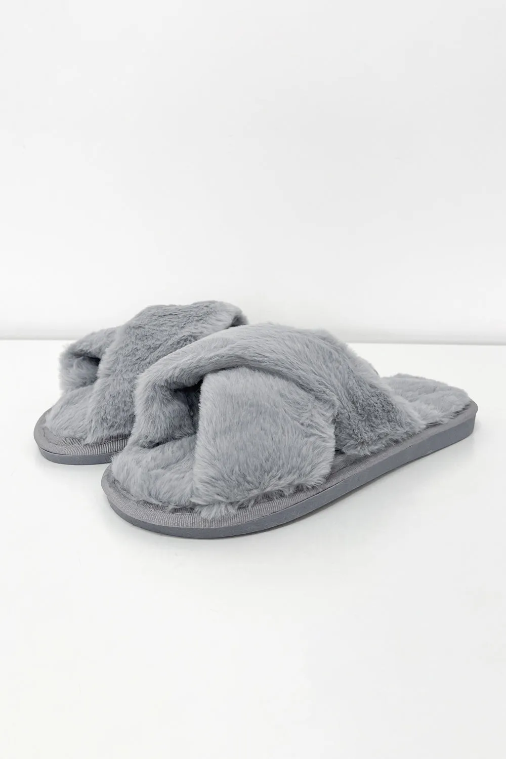 Gigi Fluffy Slippers - Grey