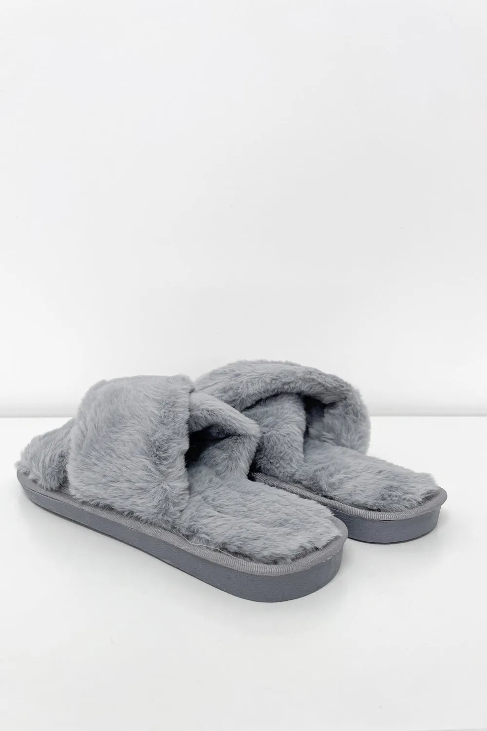 Gigi Fluffy Slippers - Grey