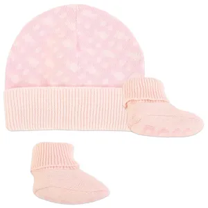 Hugo Boss Baby Girls Pink Hat & Bootie Ensemble