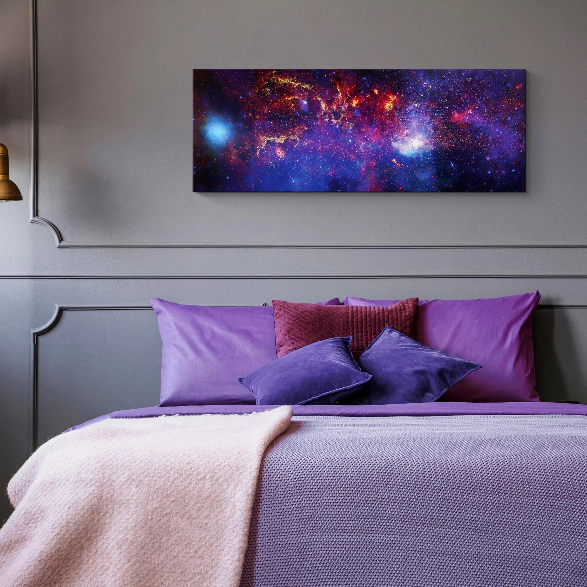 NASA Milky Way Galaxy Glossy Lacquer Canvas Art Print Panel, 48" x 18"