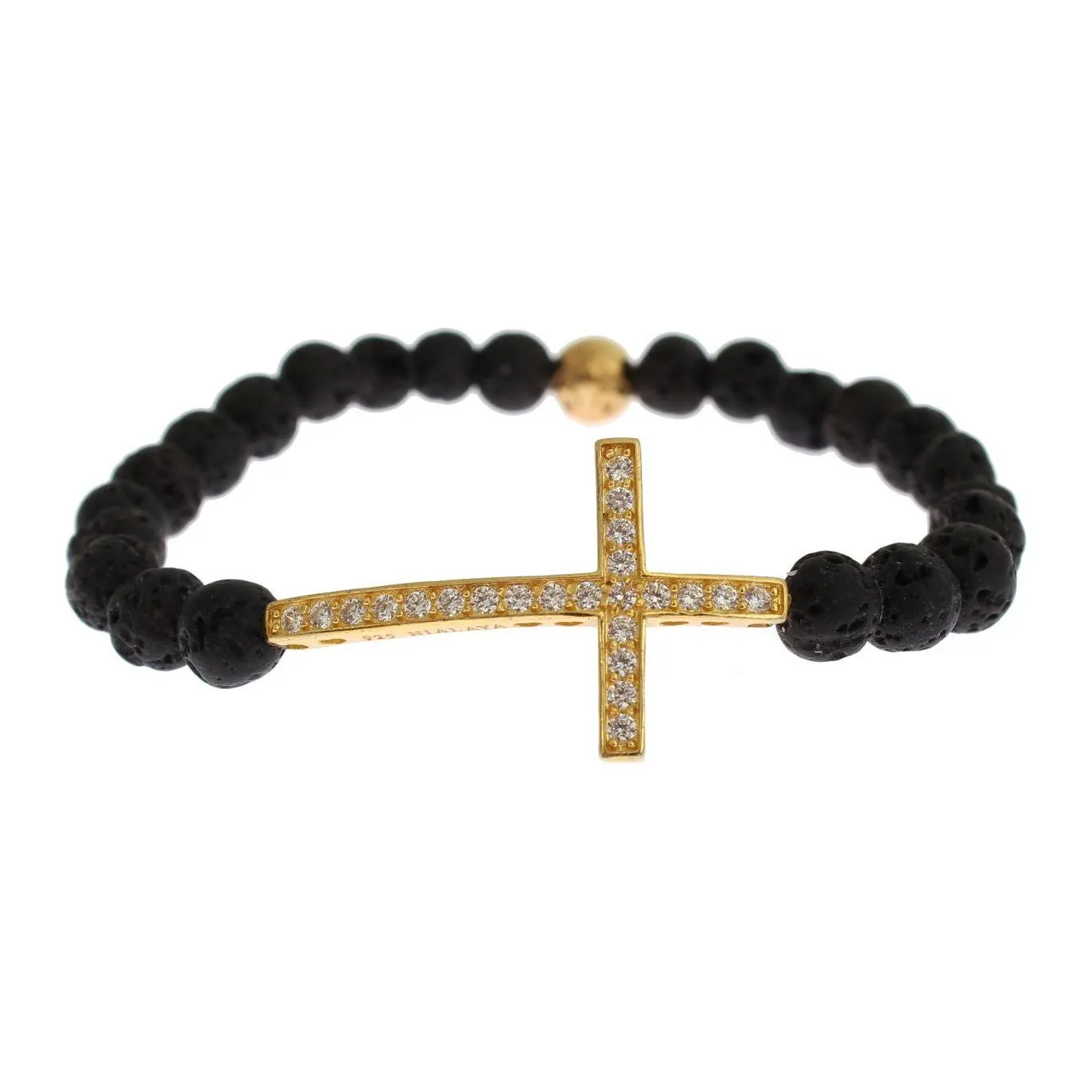 Nialaya Elegant Gold & Black Lava Stone Bracelet