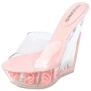 PINK CRYSTAL PLATFORM HIGH HEELS