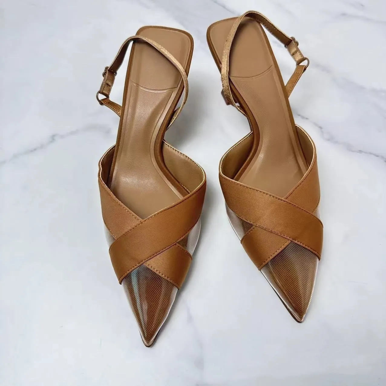 Pre Order:  Pointed Toe Mesh Splicing Stiletto Pumps