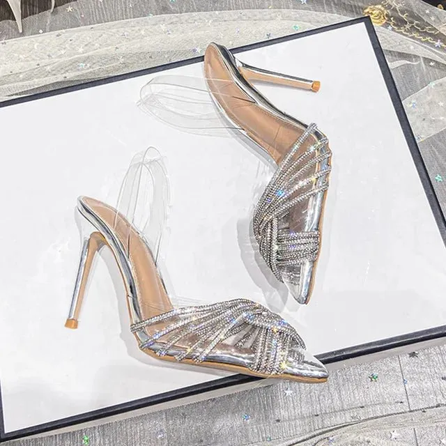 Pre Order:  Silver Knots Transparent High-Heels Sandals