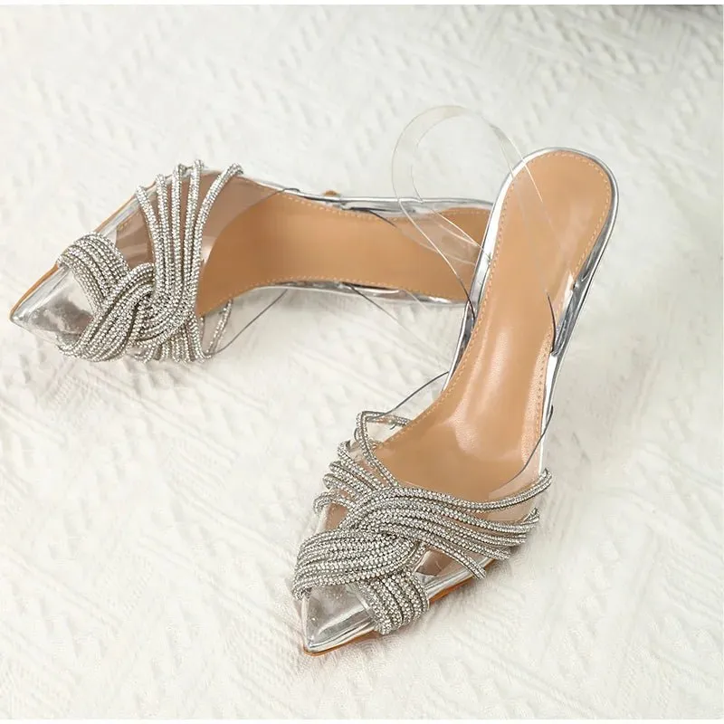 Pre Order:  Silver Knots Transparent High-Heels Sandals