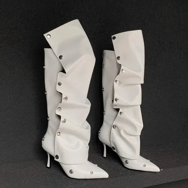 Pre Order:  Snap Off Knee High Pleated Boots