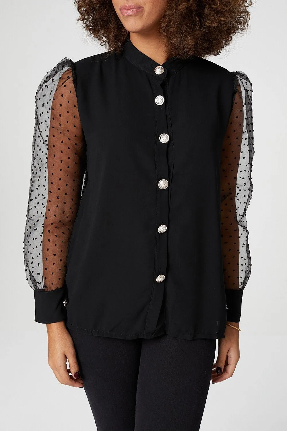 Sheer Puff Sleeve Shirt