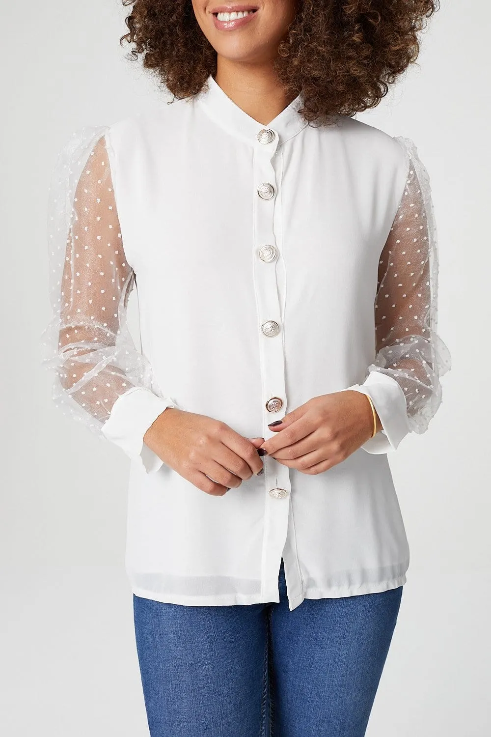 Sheer Puff Sleeve Shirt