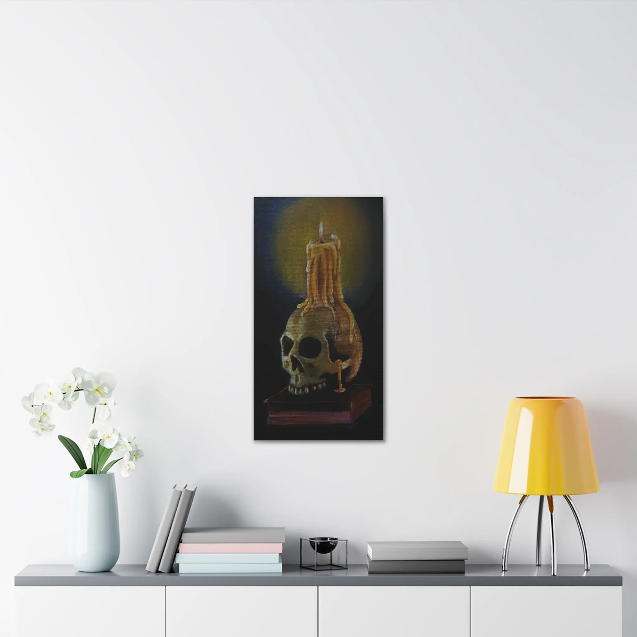 Skull and Candle, Canvas Stretched