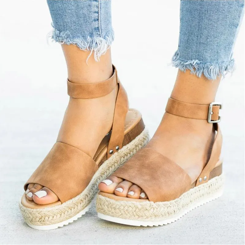 Soft Leather Platform Wedges