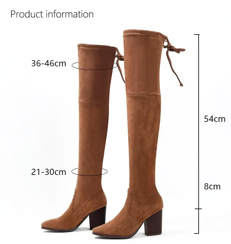 Suede Over-the-Thigh High Heel Knight Boots