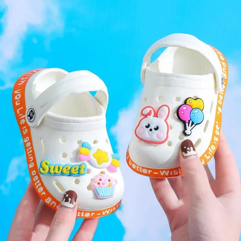 Summer Kids Sandals Children Hole Shoes Slippers Soft Non-slip Cartoon DIY Design Beach Sandy Slipper Shoe for Boys Girls