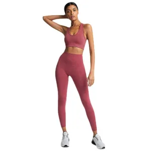 Yoga Set Workout Leggings Sports Suit Bras Fitness Gym Running Set For Women